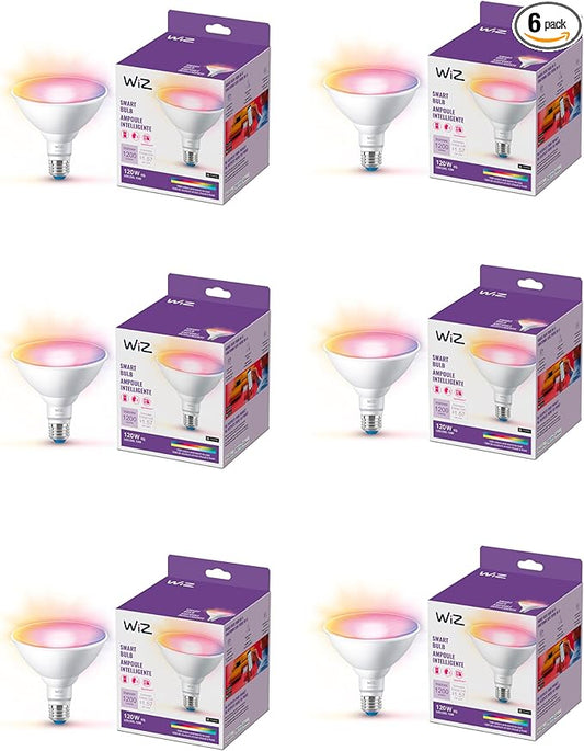 WiZ Connected 120W PAR38 Color LED Smart Bulb - Pack of 6 - E26 - Indoor/Outdoor - Connects to Wi-Fi - Control with Voice or App - Works with Google Home, Alexa & Siri