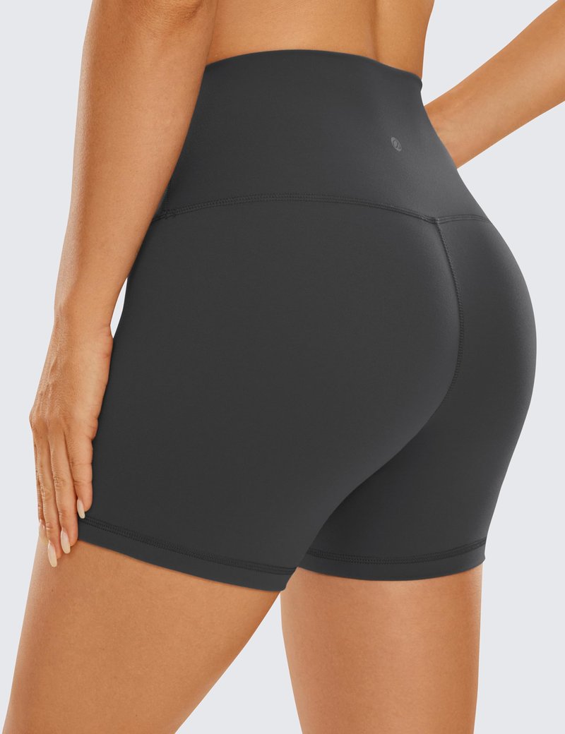 CRZ YOGA Butterluxe Biker Shorts 4'' - High Waisted Booty Workout Volleyball Yoga Womens Spandex Mysterious Grey Large