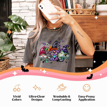 Kaciola 9 Sheets Halloween Iron on Transfers, Ghost DTF Transfers Ready to Press Iron on Decals for T Shirts Hoodie DIY Crafts