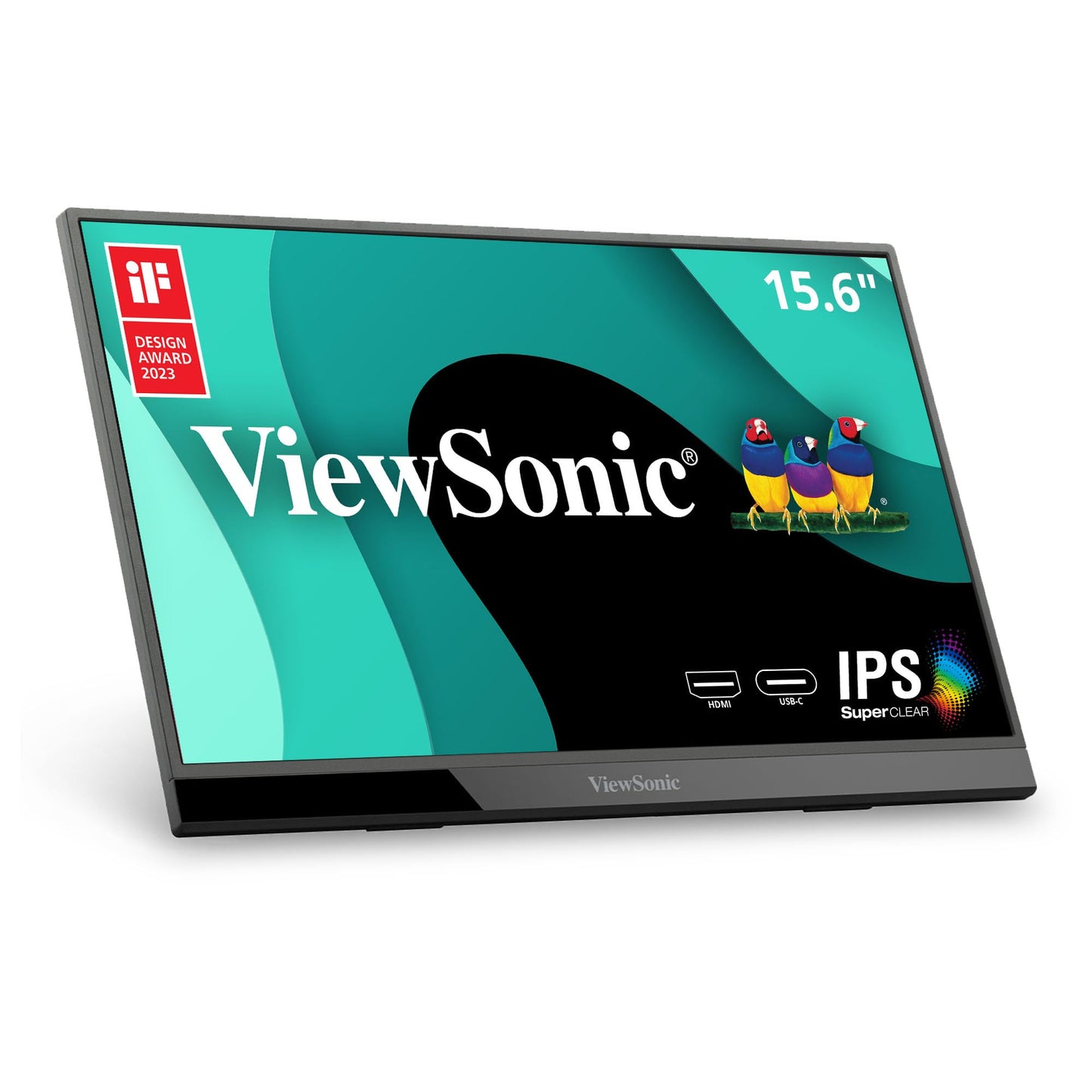 ViewSonic VX1655 15.6 Inch 1080p FHD Portable LED IPS Monitor with 2 Way Powered 60W USB C, Mini HDMI, Dual Speakers, and Built-in Stand with Tripod Mount,Black