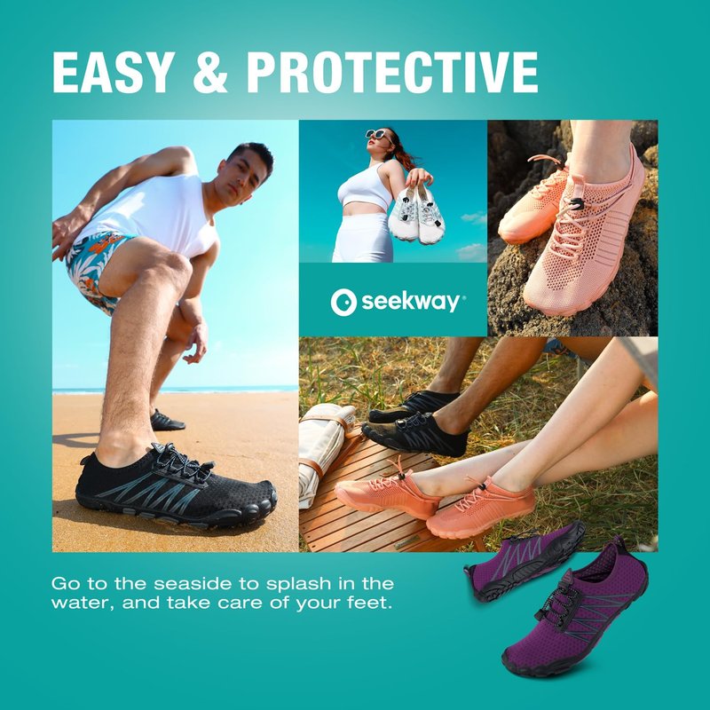 SEEKWAY Water Shoes Sports Quick-Dry Barefoot Aqua Beach Pool Lake Swim Boating Hiking Surfing Men Women Purple SP001