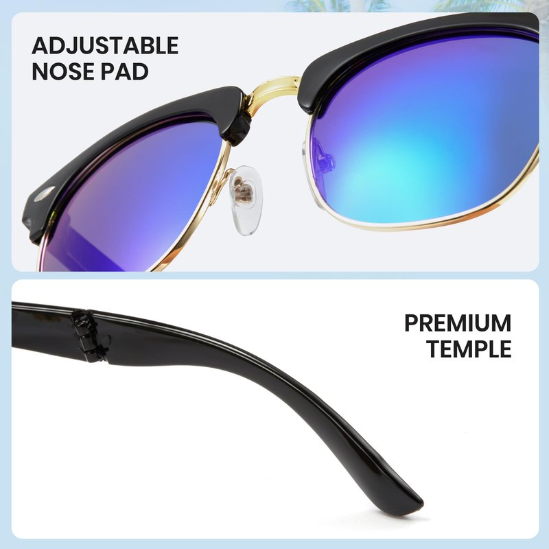Cyxus Foldable Sunglasses Half Rim Folding Sunglasses Classic Polarized UV400 Shades For Men Women 1015B01