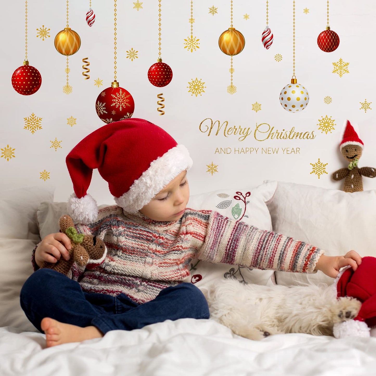 2 Sheets Christmas Wall Decals Christmas Light Bulb Wall Stickers Xmas Ball Foil Swirls Hanging Ceiling Decoration for Indoor Xmas Party Decoration Accessories