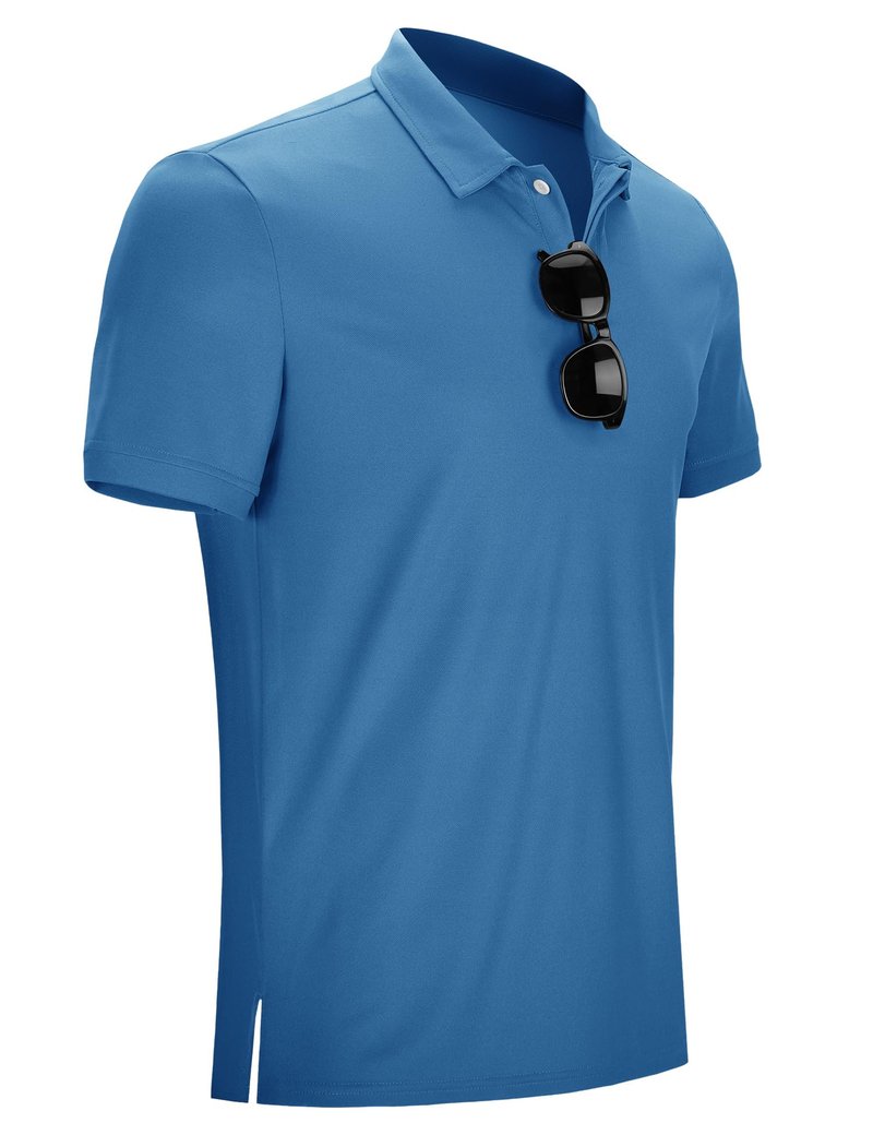 Poriff Golf Shirts for Men Stay-Crisp Collar Dry Fit Performance Moisture Wicking Short Sleeve Polo Shirt Activewear Royal Blue L