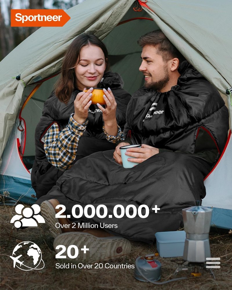 Sportneer Wearable Sleeping Bag - Walkable Design with Arm Zippers | Waterproof & Compact for Camping, Travel, and Stadiums
