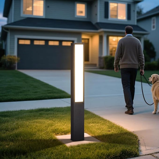 Path Light AC100-240V, Outdoor Pathway Lights Wired, 3000K Modern Driveway Bollard Lights, LED Landscape Lighting IP65 Waterproof Floor Lamp for Patio Garden Walkway Sideway Lawn Commercial