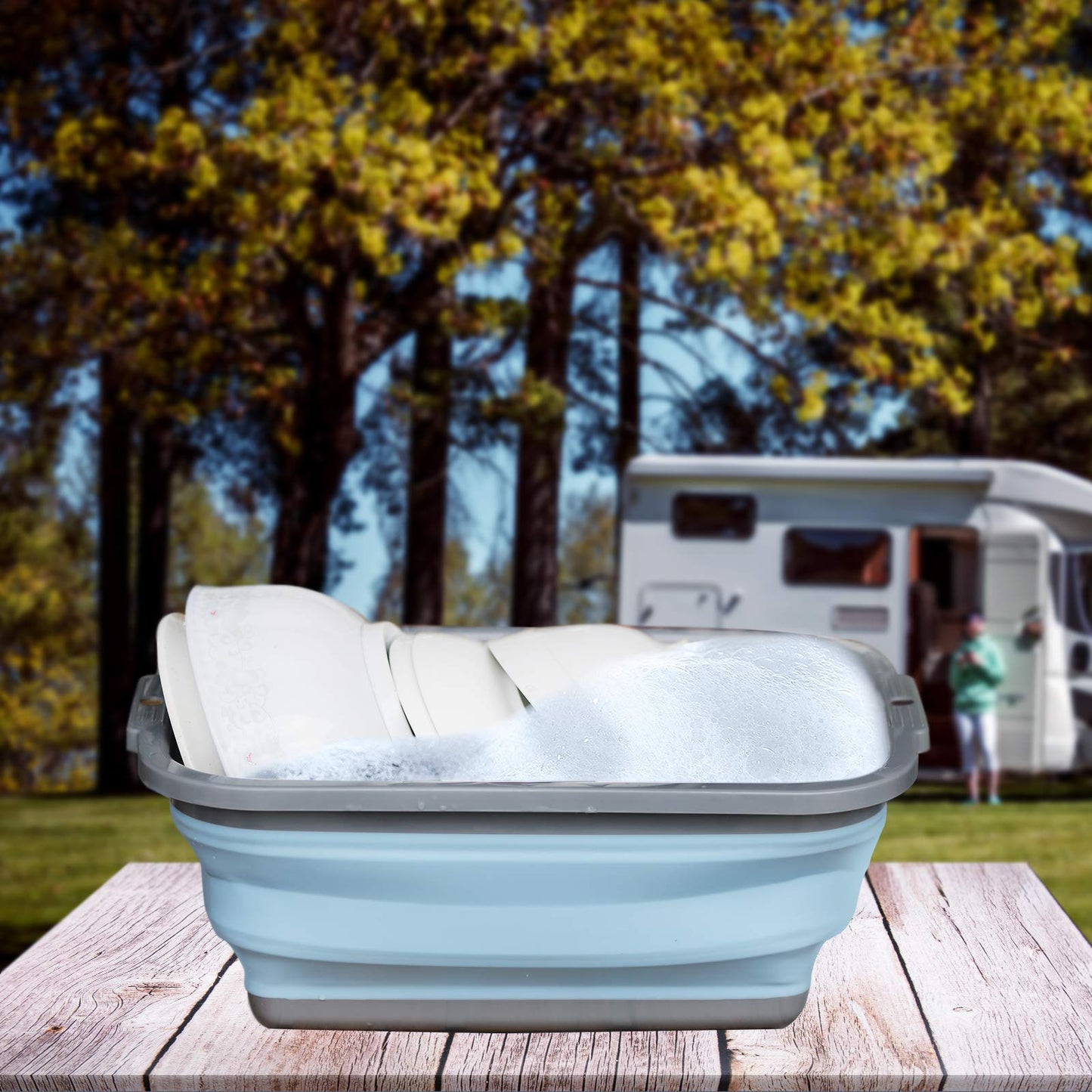 2 Pack Collapsible Sink with 2.25 Gal / 8.5L Each, Foldable Dish Tub for Washing Dishes, Camping, Hiking and Home, Portable Washing Basin