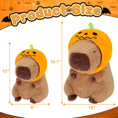 Achwishap Capybara Plush,Cute Plushies Halloween Capybara Stuffed Animal,Capybara Plush Toys,Kawaii Plush Stuffed Toy Plushie Gift for Kids Adults Thanksgiving(Capybara with Pumpkin Hat,12”)
