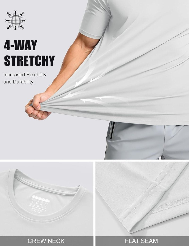 Men's UPF 50+ Quick Dry Athletic T-Shirt - Short Sleeve Workout & Swim Tee