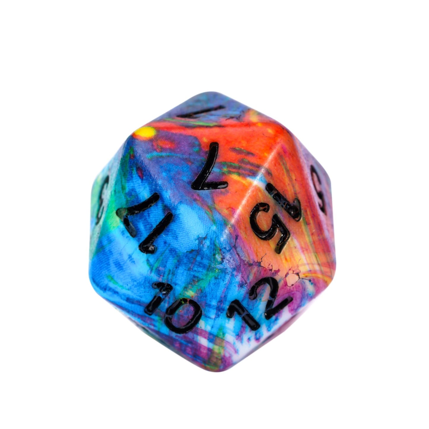 HDdais 7-Die Resin DND Dice Set, Vibrant Watercolor Pattern D&D Dice for Dungeons and Dragons, RPG Tabletop Games - Includes D4, D6, D8, D10, D12, D20, D%