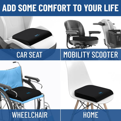 Everlasting Comfort Gel Memory Foam Wheelchair Cushions for Pressure Relief - Ventilated and Soft Wheel Chair Cushion Pad for Seniors and Adults - Non-Slip, Removable Cover - Wheelchair Accessories