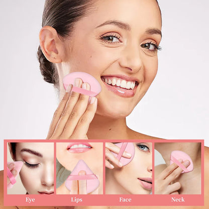 Pimoys 6 Pieces Powder Puff Face Makeup Sponge Soft Velour Triangle Powder Puffs Beauty Sponge Stocking Stuffers for Loose Powder (Black, Pink)