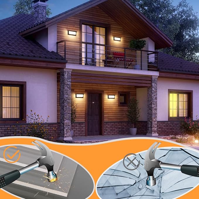 LED Porch Light 18W 3000K Warm White Halloween/Christmas Modern Wall Lighting Outdoor 1800LM Anti-Rust Exterior Light Fixtures Wall Mount IP65 Waterproof for Garage Hallway Backyard 2 Pack