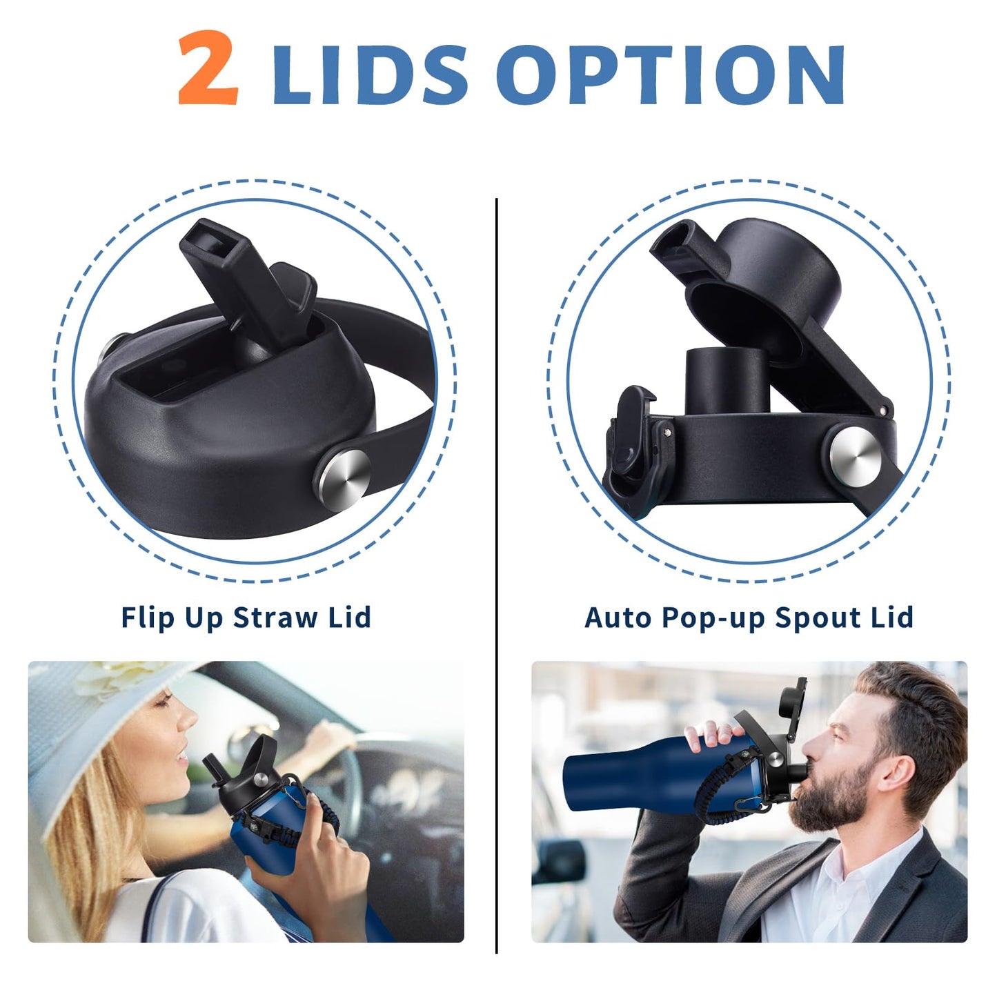 40oz Water Bottle with Straw - Vacuum Stainless Steel Insulated Cups w/Survival Paracord Handle & Carrier Bag, Skinny Water Bottle Insulated Water Bottle Fits in Cup Holder for Travel Drive