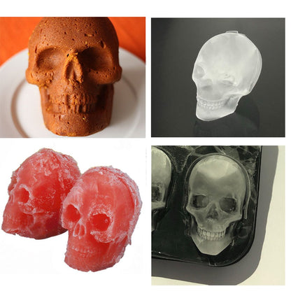 Stritra - 3D Skull Ice Mold (Pack of 2) Easy Release Silicone Mold,8 Cute and Funny Ice Skull for Whiskey,Cocktails and Juice Beverages,Black