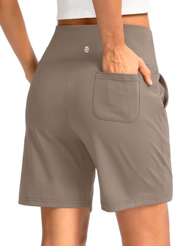 G Gradual Women's Bermuda Long Shorts with Pockets 7" High Waisted Knee Length Shorts for Women Walking Athletic Workout(Dark Grey-L7,XL)