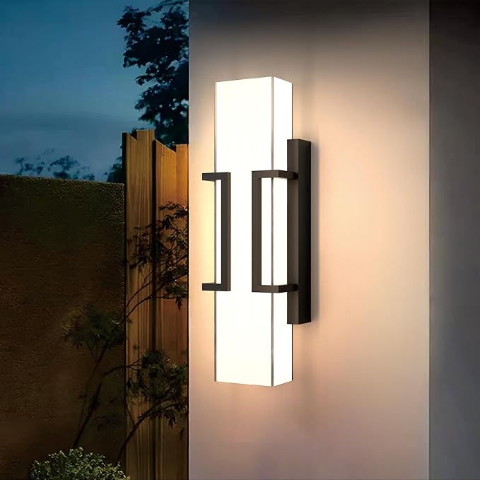 Hyunbae LED Wall Sconce Lights, 16" Modern Outdoor Light Fixture Wall Mount, Waterproof Porch Lamp for Outside, 3000K LED Exterior Lighting with Clear Glass for House Patio Front Porch Garage Entryway