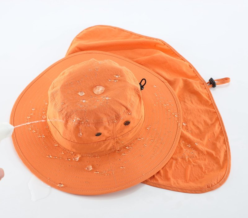 Home Prefer Mens Sun Hat with Neck Flap Quick Dry UV Protection Caps Fishing Hat (Orange)