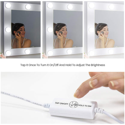 Vanity Lights for DIY Hollywood Mirror, Makeup Lights for Dressing Table, LED Strip Lights Kit with Touch Sensor Dimmer Switch and Power Adaptor, 10 Bulbs 4 Meters, Mirror Not Included