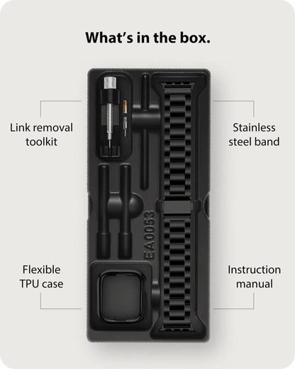 Fullmosa Compatible with Apple Watch Straps 44mm 46mm 45mm 49mm 42mm 41mm 40mm 38mm, Metal Stainless Steel Replacement Bands for iWatch Ultra SE 3 2 1 Series 11 10 9 8 7 6 5 4, Black & Protective Case