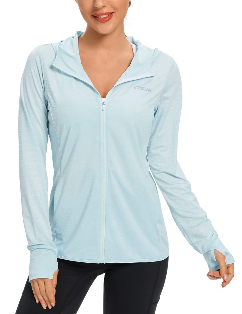 Women's UPF 50+ UV Sun Protection Clothing Zip Up Hoodie SPF Long Sleeve Sun Shirt Fishing Hiking Outdoor Jacket,Blue,M