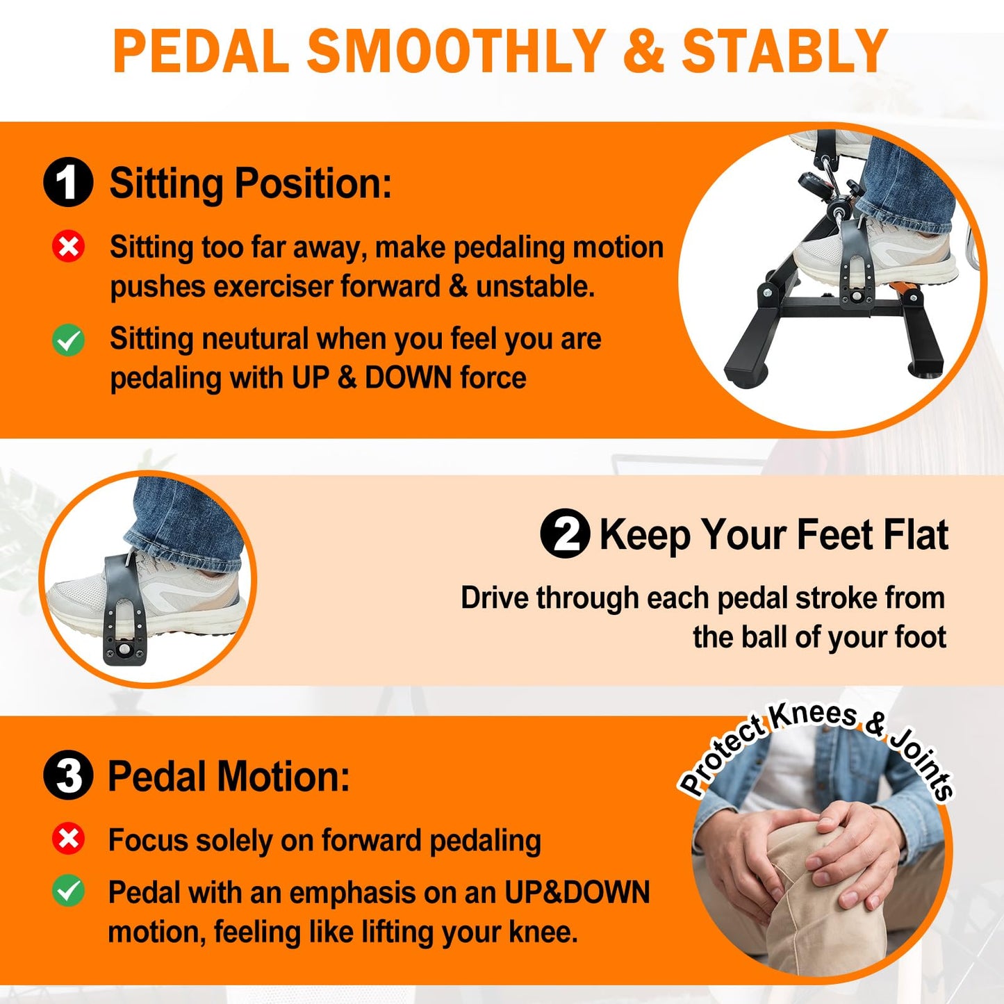 GOREDI Under Desk Exercise Bike, Pedal Exerciser with Adjustable Heights, Foldable Cycle Bike for Office, Stable Suction Cups Peddler Exerciser for Seniors, Fitness Exerciser for Arm & Leg Workout