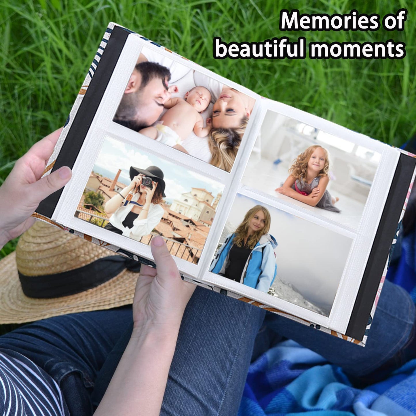 Photo Album 4x6 200 Photos Linen Cover Picture Photo Book for Family Wedding Anniversary Baby Vacation (200 Photos (4x6), Green Leaves)