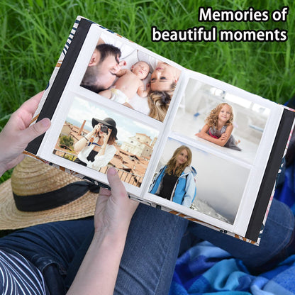 Photo Album 4x6 200 Photos Linen Cover Picture Photo Book for Family Wedding Anniversary Baby Vacation (200 Photos (4x6), Green Leaves)