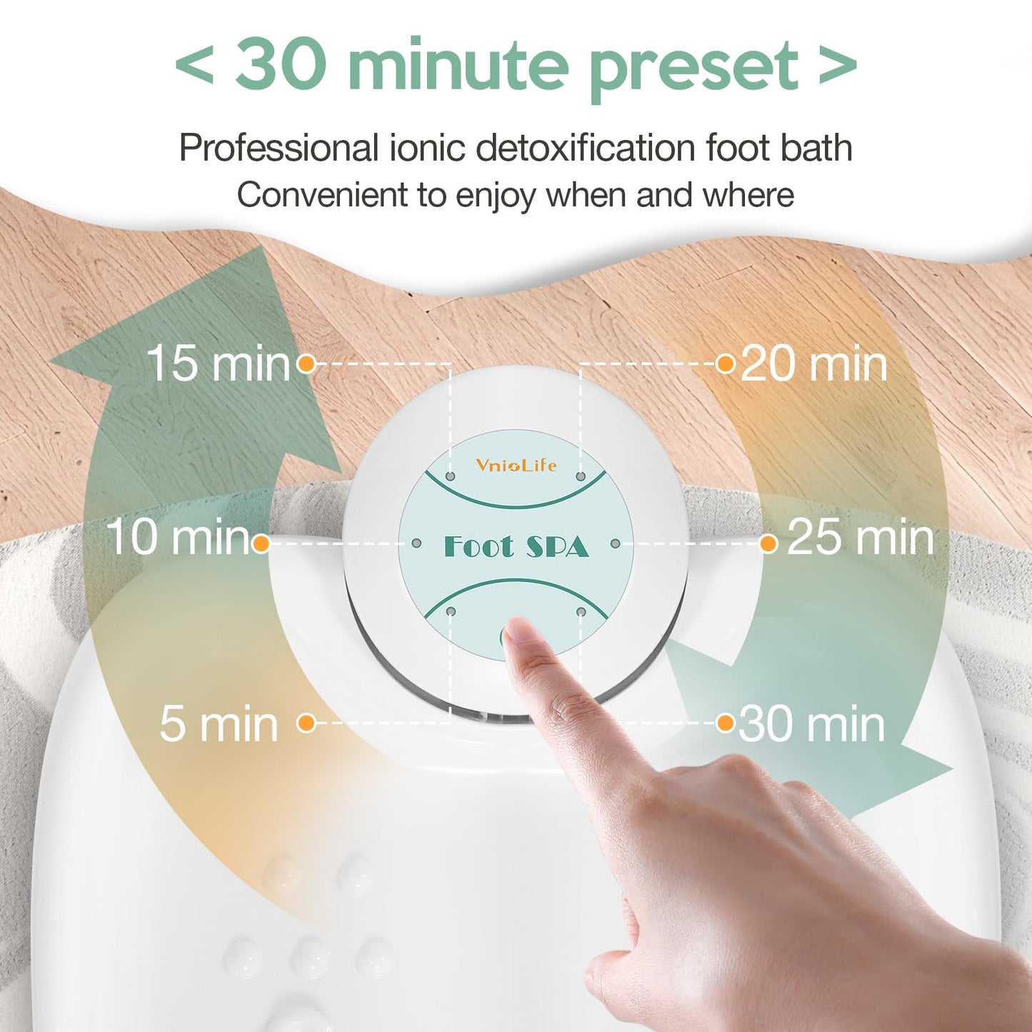 WL VnioLife Ionic Foot Bath Detox Machine with Bag, Portable Detox Foot Spa System, Ion Cleanse Detox Set for Home Beauty Salon Spa Use with Replacement Arrays, 100 Liners