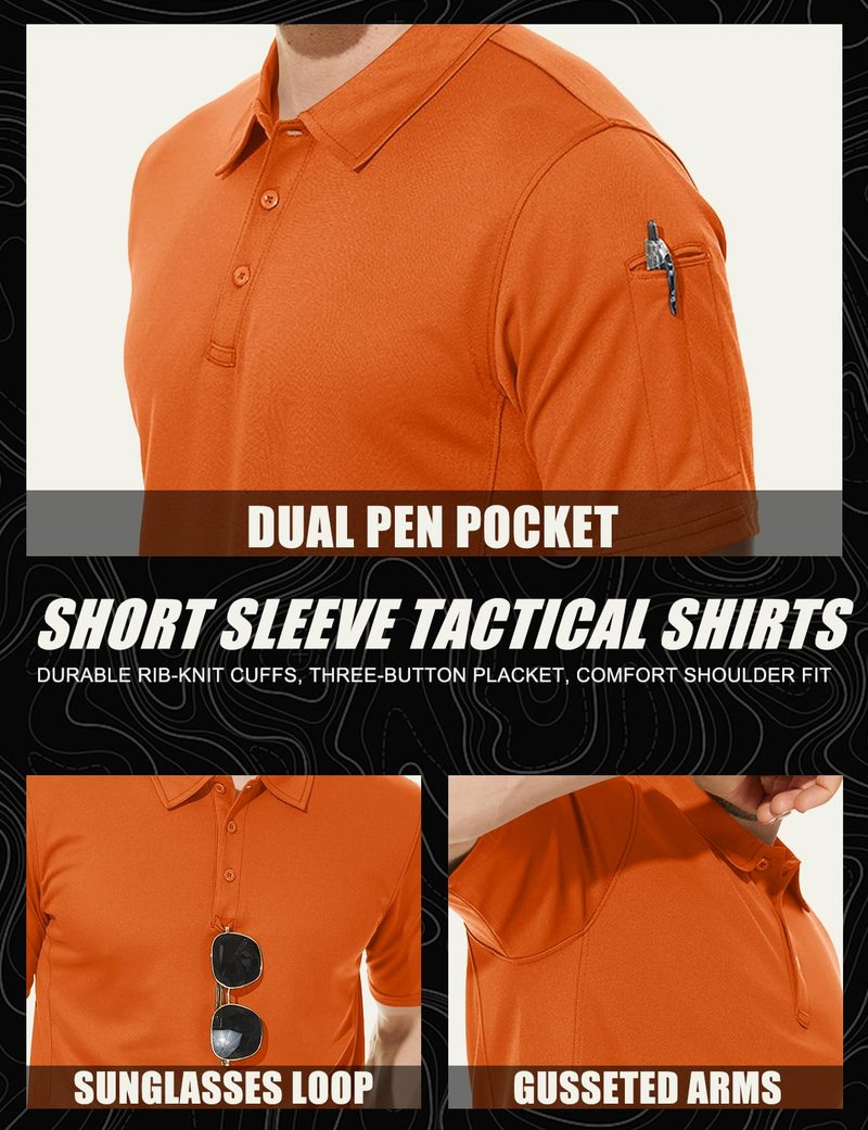 MAGCOMSEN Golf Polo Shirts for Men T Shirts for Men Casual Shirts Fishing Shirts Mens Golf Polo Shirts Short Sleeve Shirts Golf Work Shirts Quick Dry Shirts Summer Shirts