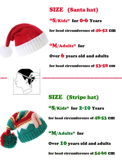 LMLALML Santa Hats for Kids Christmas Hats Elegant Knitted Warm Funny Beanie for New Year Festive Holiday Party