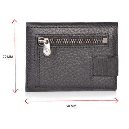 DONBOLSO Wallet 2 I Slim Wallet with Coin Pocket and RFID Protection I 8 Card Slots for up to 12 Cards I I Genuine Leather Credit Card Holder for Men and Women I Black Grained Nappa