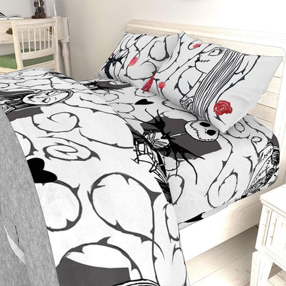 Jay Franco Disney Nightmare Before Christmas Moonlight 7 Piece Full Bed Set - Includes Reversible Comforter & Sheet Set - Features Jack Skellington and Sally - Super Soft Microfiber