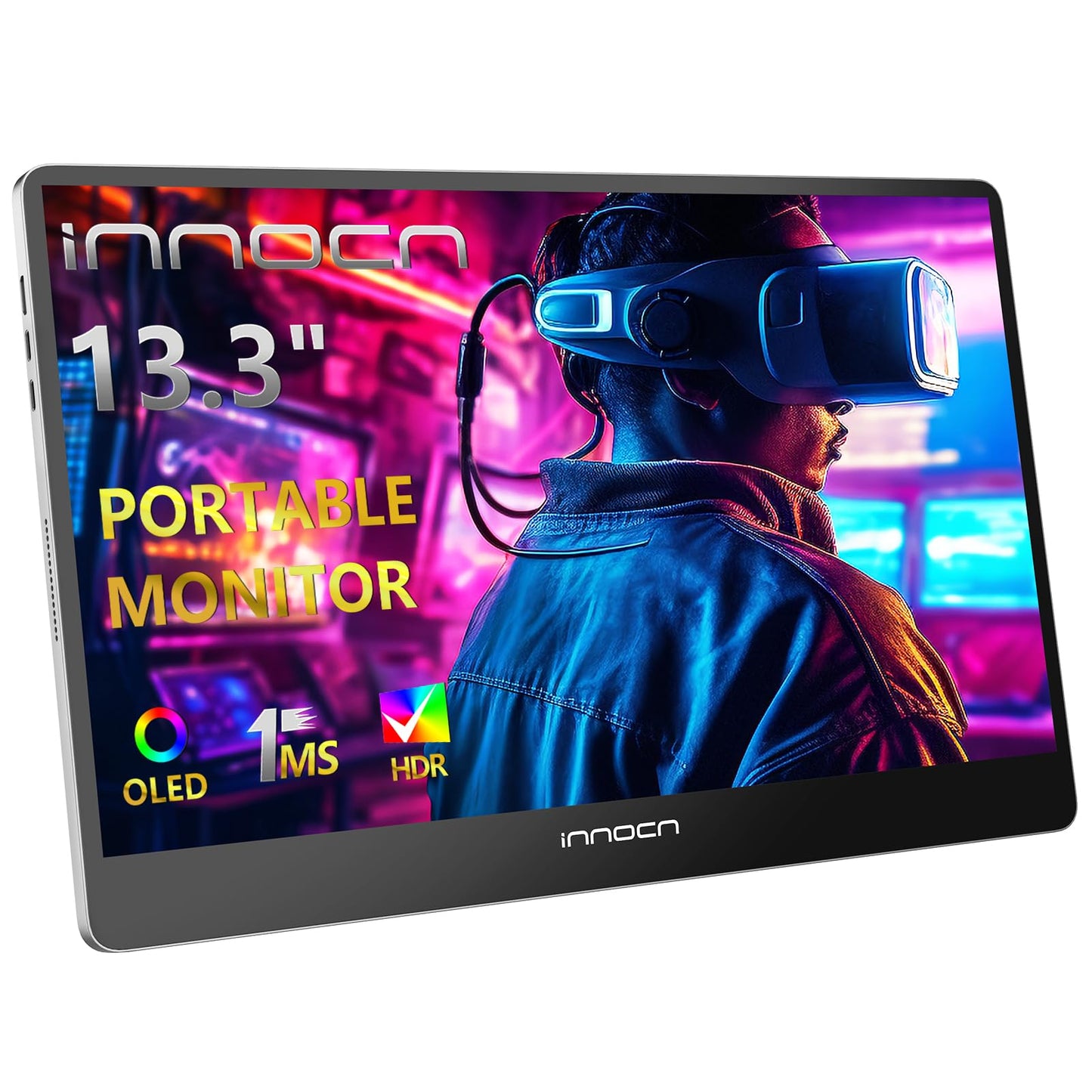 INNOCN 15.6" Portable Monitor OLED Touch Second Screen for Photo Editing with 4K, 100% DCI-P3, 100000:1, 10Bits, USB C External Monitor for Laptop,PC, Phone,Consoles, Brown, PU15 Pre C6