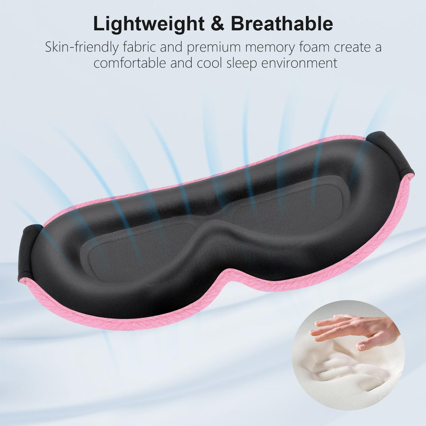 Gritin 100% Blackout Sleep Eye Mask for Women Men, Zero Pressure Sleeping Mask - Ergonomic Design 3D Cutout Eye Movement and Eyelash Friendly Night Blindfold, Ultra Soft Comfortable for Sleeping