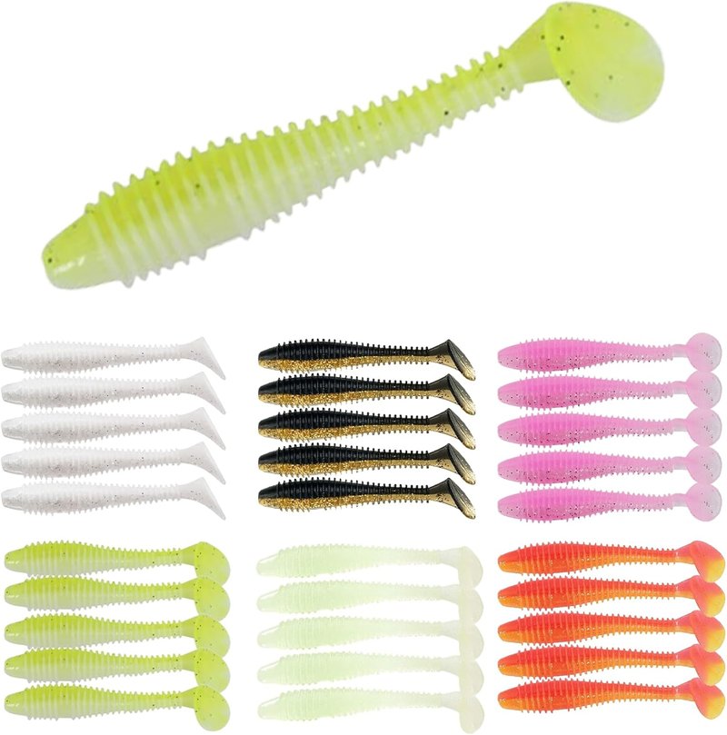 Paddle Tail Swimbaits - 2.5"/3" Ribbed Soft Plastic Fishing Lures for Bass, Trout, Crappie, Walleye | Freshwater & Saltwater Use