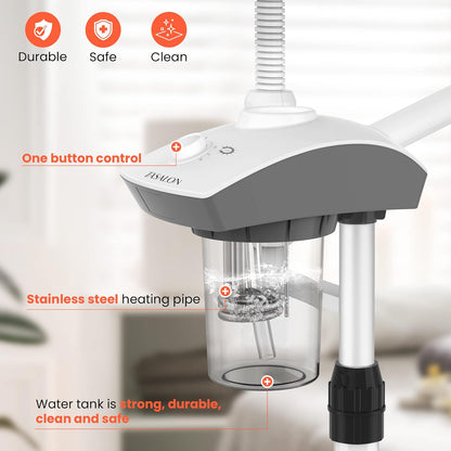 TASALON Professional Facial Steamer Tools for Esthetician, Skin Care and Deep Cleaning, 2 in 1 Face Machine with 3X Magnifying Foldable Arm, Ozone Face Steamer for Facial, Hot Mist Skincare, White