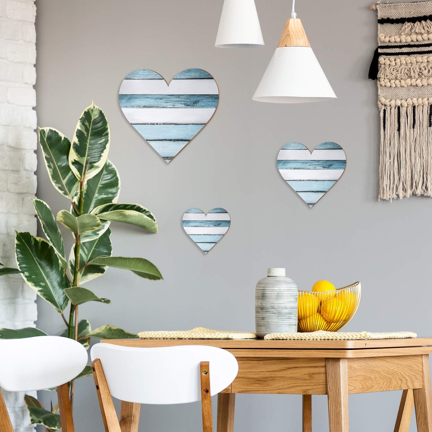 Jetec 3 Pcs Wood Heart Wall Decor Heart Shaped Wooden Sign Rustic Hanging Love Plaque for Kitchen Bedroom Bathroom Living Room Home Farmhouse gifts, 3 Sizes