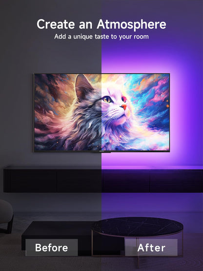 KANTUTOE LED Lights for TV, 16.4ft TV LED Backlight for 45-75in, RGB TV Backlight Behind Strip with Music Sync, Bluetooth APP and Remote Control Strip Lights USB Powered for Bedroom, Gaming