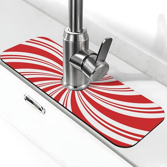 Red And White Candy Swirl Stripe Striped Mint Sugar Candy Cane Themed Kitchen