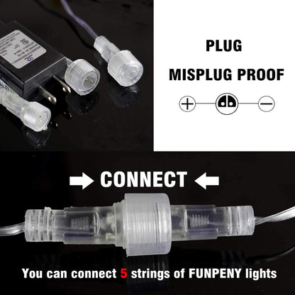 FUNPENY Meteor Shower Rain Lights, 288 LED Christmas Lights Icicle Snow Falling Outdoor Raindrop Light, Xmas Tree Holiday Christmas Halloween Decoration, Warm White