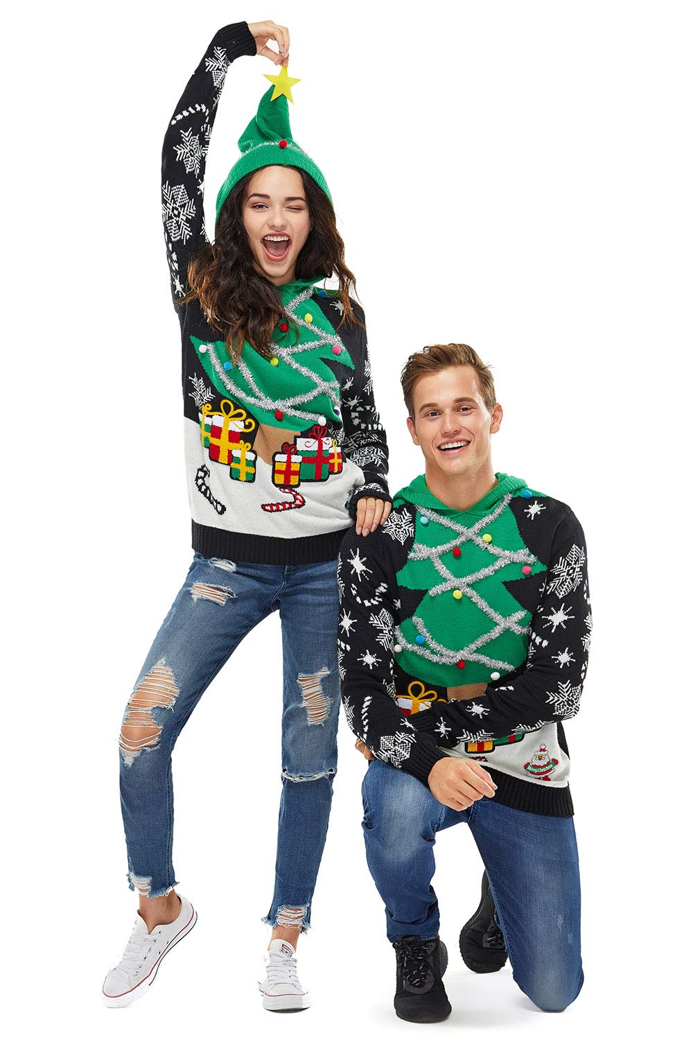 Men`s Ugly Christmas Hoodie for Adult Unisex Women Xmas Hooded Sweater Pullover for Party Festive A Season Star was Born Large