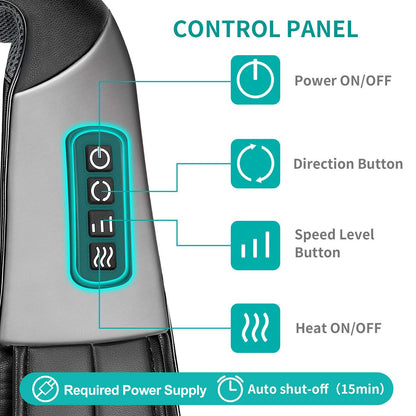 Nekteck Neck Massager for Pain Relief Deep Tissue, FSA Eligible Shiatsu Back Massager with Heating 3D Kneading Massage Pillow for Shoulder Leg Muscle, Office Home Car Use, HSA Eligible, Plug-in Use