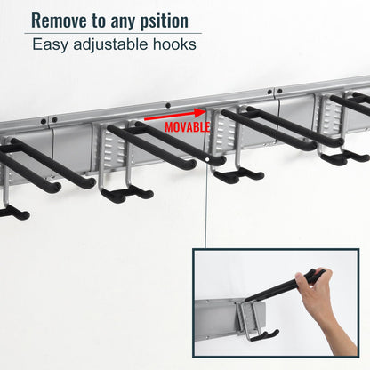Aking Ace Wall Mount Tool Storage Rack, Heavy Duty Garage Organizer, Garden Hooks and Hangers, Hold Up to 350lbs Grey AK806