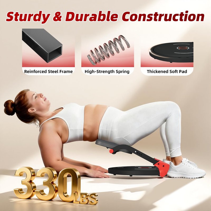 Mdeam Ab Machine, Upgraded Sit Up Machine with Flat Backrest Multi-functional Sit Up Exercise Equipment for Home Gym with Angle Locking Accessory/4-Level Resistance/Massage Roller/330LBS Steel Frame