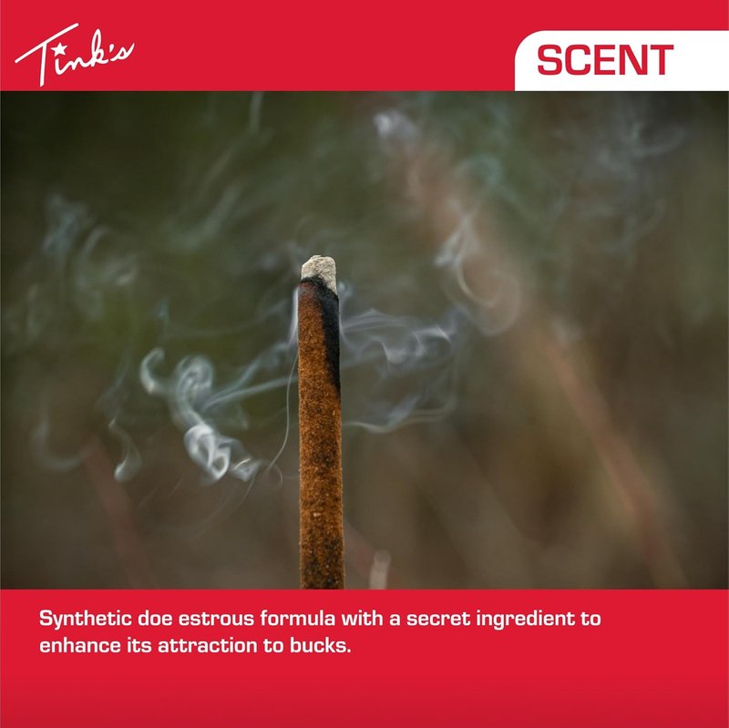 TINK'S Smokin’ Sticks Doe-in-Rut Lure - Long Lasting Estrous Urine | 6 Pack Hunting Accessory