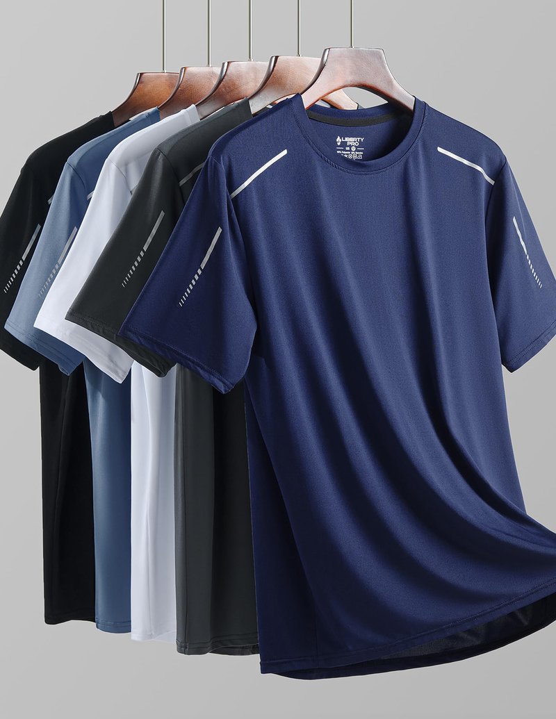 5 Pack Men’s Active Quick Dry Crew Neck T Shirts | Athletic Running Gym Workout Short Sleeve Tee Tops Bulk (Set 17, 5X-Large)