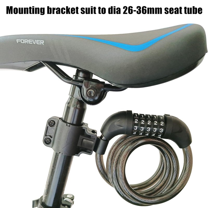 RYANGO Bike Lock, 4 Feet Bicycle Lock, Heavy Duty Anti Theft 5 Digit Combination Lock, Bike Cable Lock with Mounting Bracket, Bicycle Cable Lock for Road Bike Mountain Bike Scooter