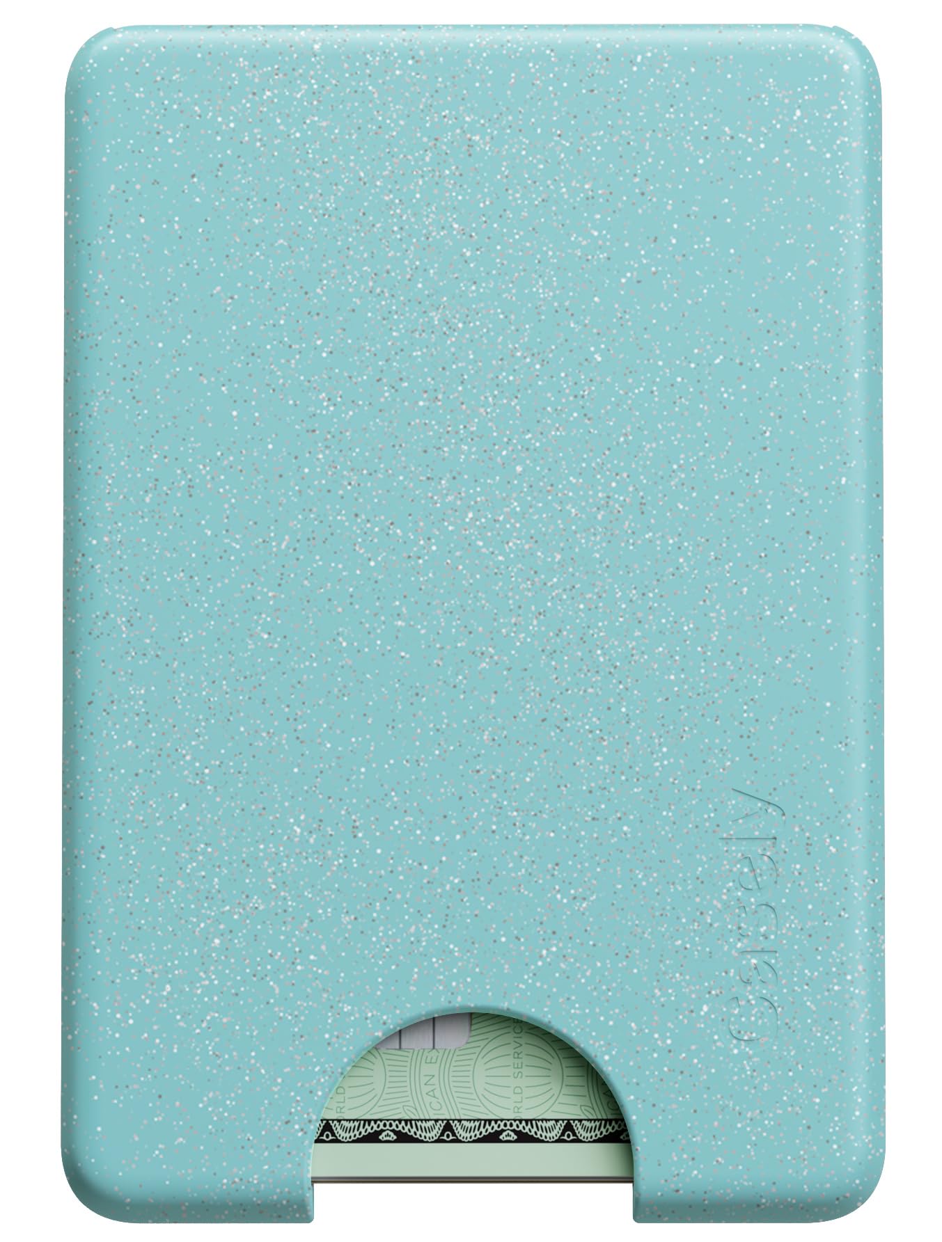Casely MagWallet | Starfish Wishes | Coral Pink Shimmer | Slim Wallet Card Holder | Compatible with MagSafe | Soft-Touch Hard Silicone | Holds Up to 3 Cards