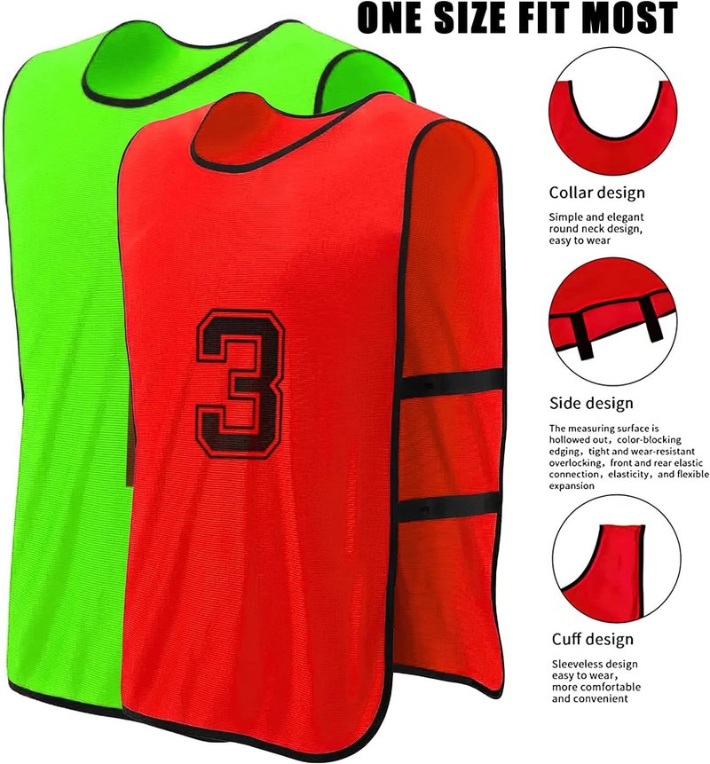 Soccer Practice Vests - 24 Pcs Lightweight Numbered Team Pennies for Men & Youth Training | Durable Scrimmage Jerseys
